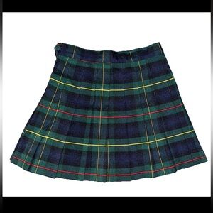 Plaid Tartan Skirt - Green and Blue